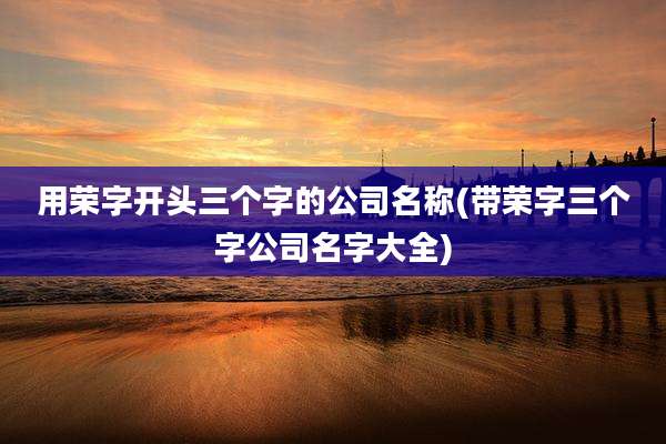用荣字开头三个字的公司名称(带荣字三个字公司名字大全)