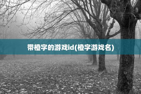带橙字的游戏id(橙字游戏名)