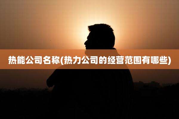 热能公司名称(热力公司的经营范围有哪些)