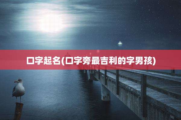 口字起名(口字旁最吉利的字男孩)