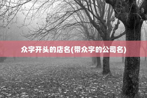 众字开头的店名(带众字的公司名)