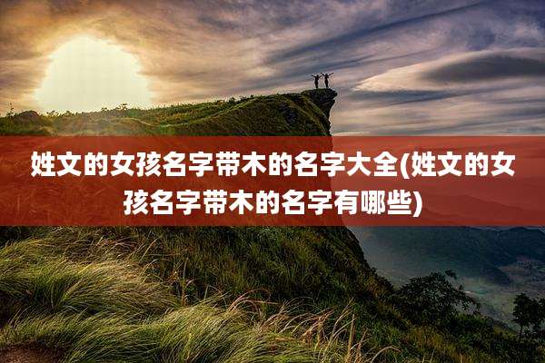 姓文的女孩名字带木的名字大全(姓文的女孩名字带木的名字有哪些)