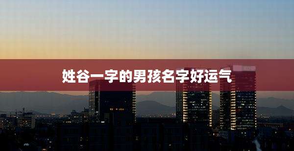 姓谷一字的男孩名字好运气