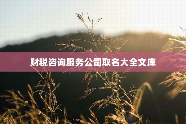 财税咨询服务公司取名大全文库