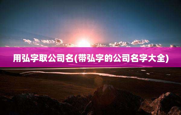 用弘字取公司名(带弘字的公司名字大全)