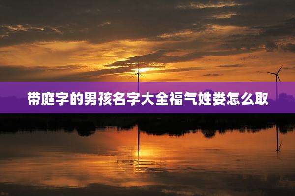 带庭字的男孩名字大全福气姓娄怎么取