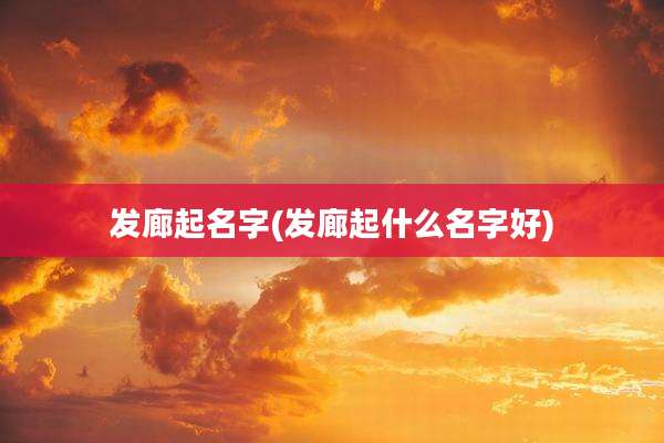 发廊起名字(发廊起什么名字好)
