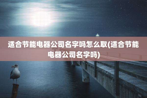 适合节能电器公司名字吗怎么取(适合节能电器公司名字吗)