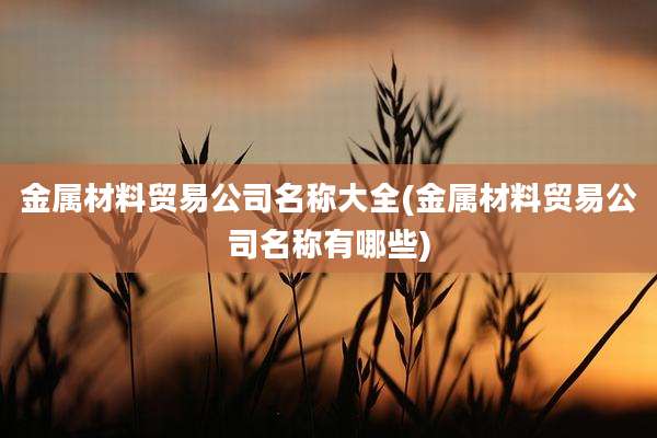 金属材料贸易公司名称大全(金属材料贸易公司名称有哪些)