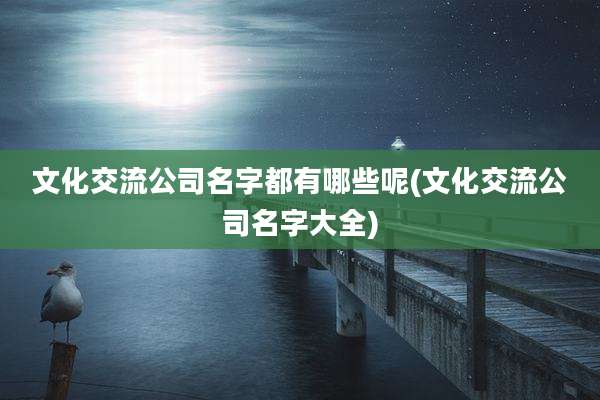 文化交流公司名字都有哪些呢(文化交流公司名字大全)