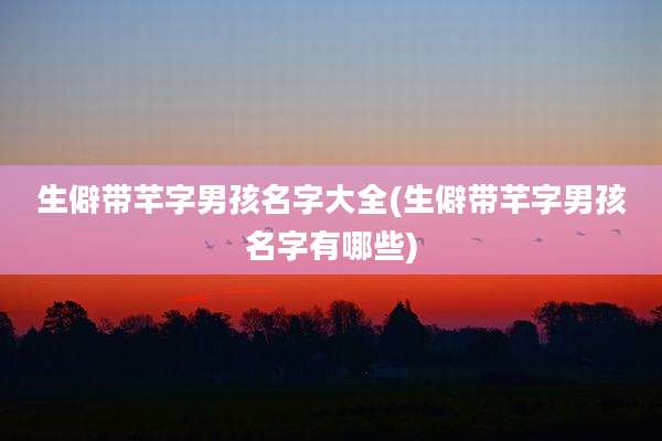 生僻带芊字男孩名字大全(生僻带芊字男孩名字有哪些)