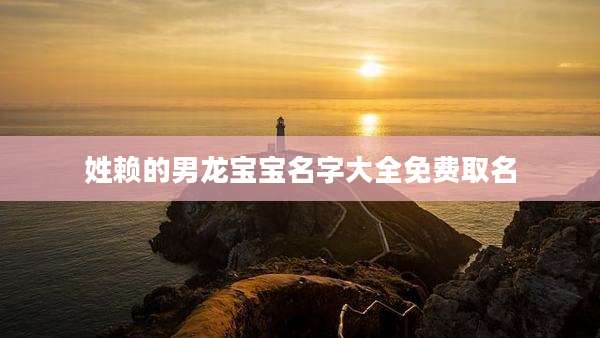 姓赖的男龙宝宝名字大全免费取名
