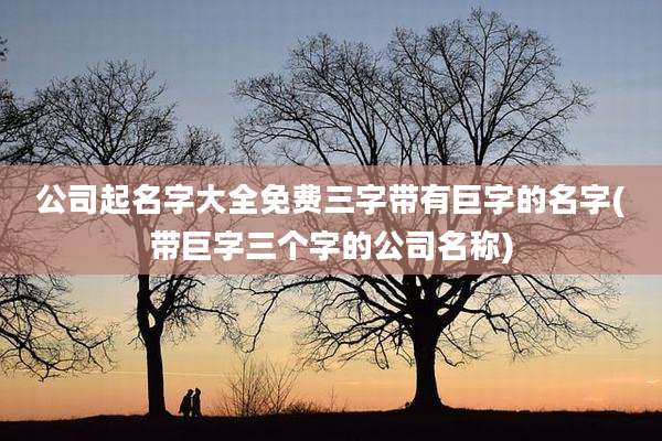 公司起名字大全免费三字带有巨字的名字(带巨字三个字的公司名称)