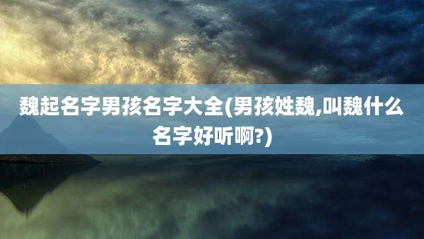 魏起名字男孩名字大全(男孩姓魏,叫魏什么名字好听啊?)