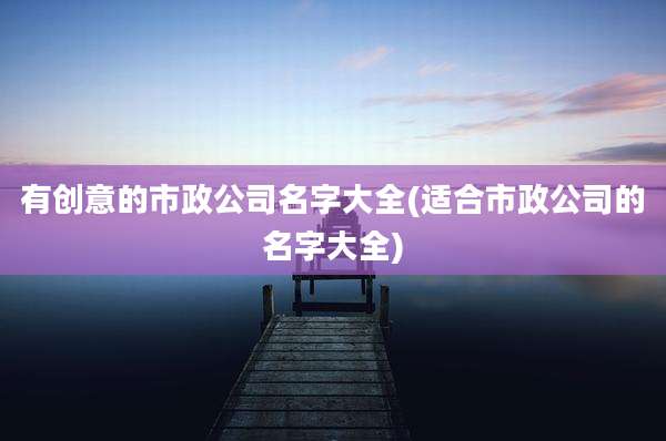 有创意的市政公司名字大全(适合市政公司的名字大全)