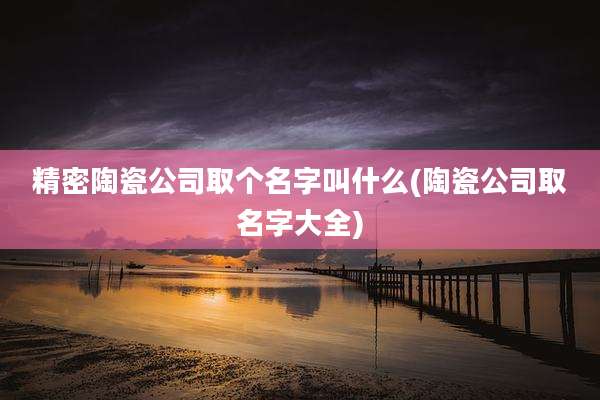 精密陶瓷公司取个名字叫什么(陶瓷公司取名字大全)