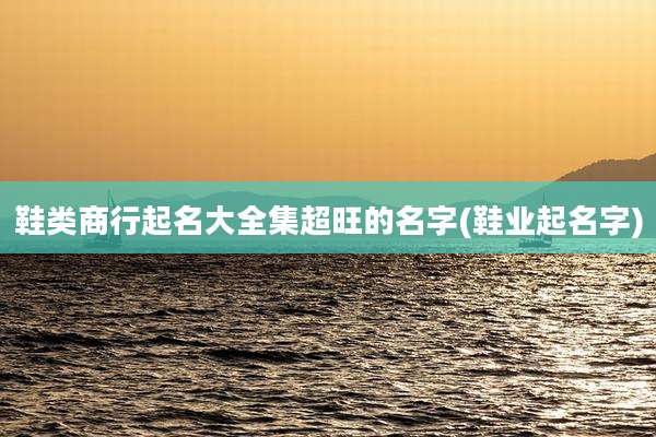 鞋类商行起名大全集超旺的名字(鞋业起名字)