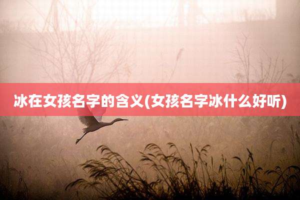 冰在女孩名字的含义(女孩名字冰什么好听)