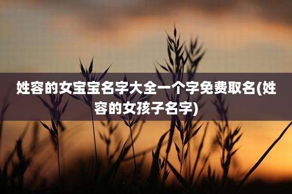姓容的女宝宝名字大全一个字免费取名(姓容的女孩子名字)