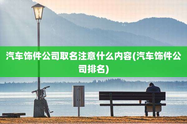 汽车饰件公司取名注意什么内容(汽车饰件公司排名)
