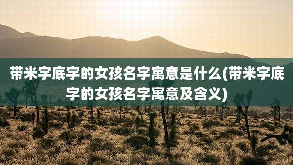 带米字底字的女孩名字寓意是什么(带米字底字的女孩名字寓意及含义)
