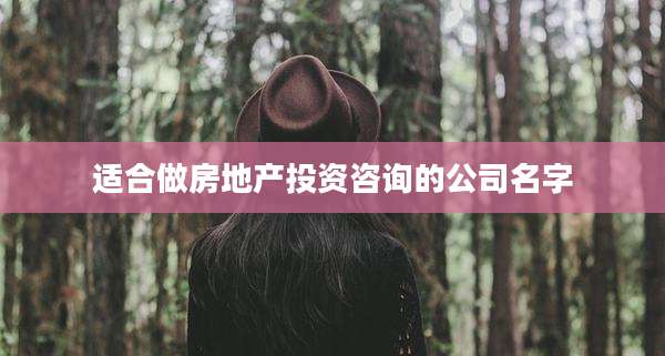 适合做房地产投资咨询的公司名字