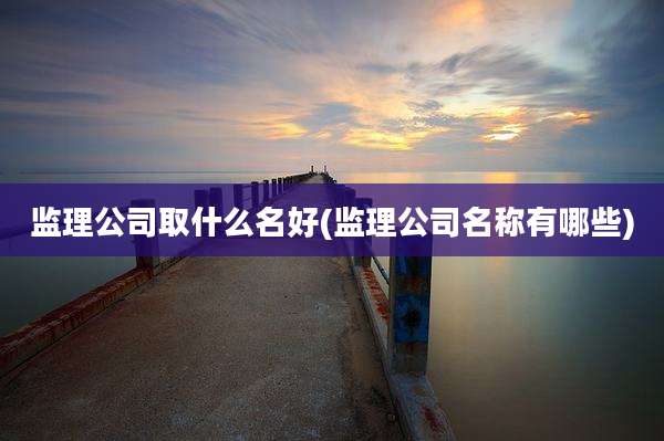 监理公司取什么名好(监理公司名称有哪些)