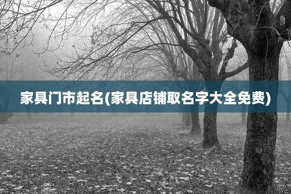 家具门市起名(家具店铺取名字大全免费)