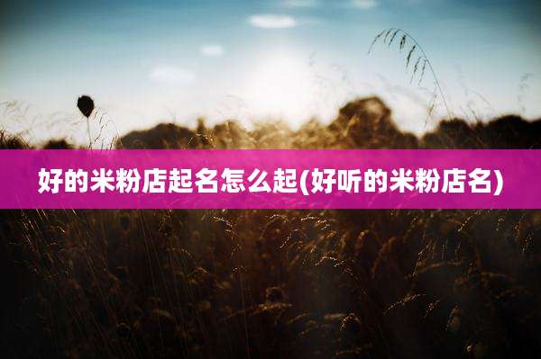 好的米粉店起名怎么起(好听的米粉店名)