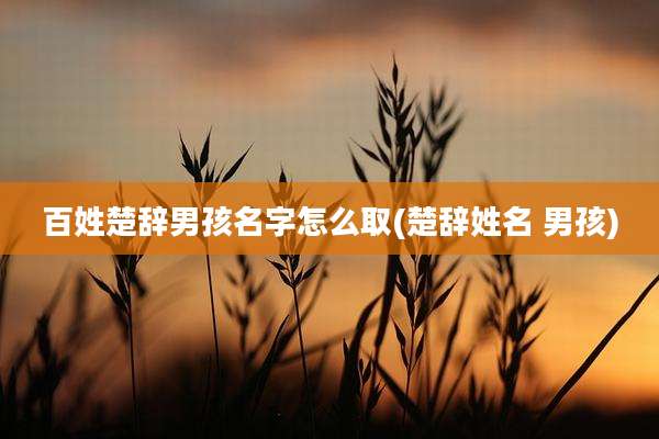 百姓楚辞男孩名字怎么取(楚辞姓名 男孩)