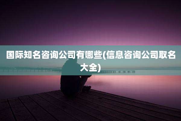 国际知名咨询公司有哪些(信息咨询公司取名大全)