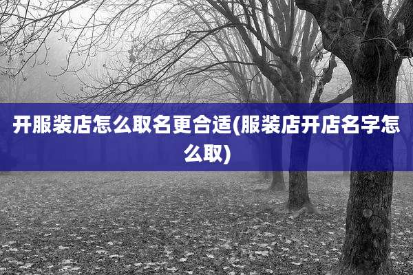 开服装店怎么取名更合适(服装店开店名字怎么取)