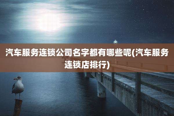 汽车服务连锁公司名字都有哪些呢(汽车服务连锁店排行)