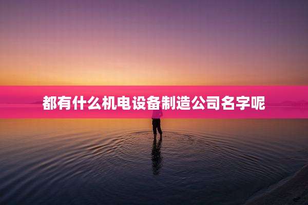都有什么机电设备制造公司名字呢