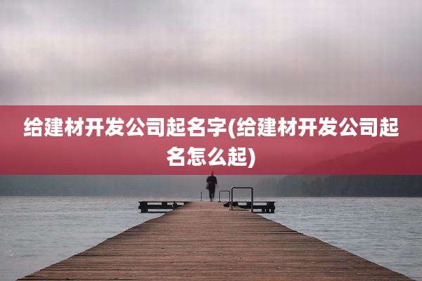 给建材开发公司起名字(给建材开发公司起名怎么起)