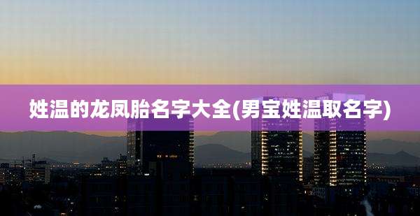 姓温的龙凤胎名字大全(男宝姓温取名字)