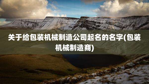 关于给包装机械制造公司起名的名字(包装机械制造商)