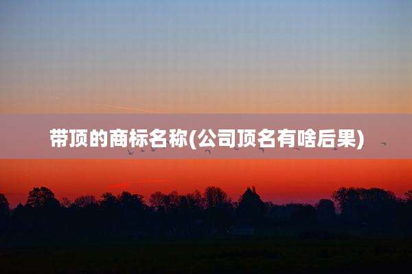带顶的商标名称(公司顶名有啥后果)