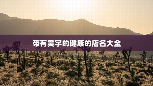 带有昊字的健康的店名大全