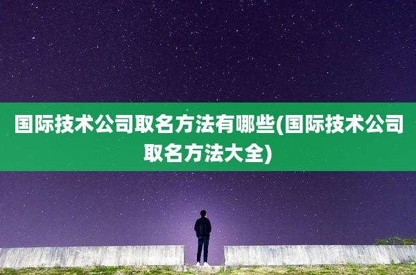 国际技术公司取名方法有哪些(国际技术公司取名方法大全)