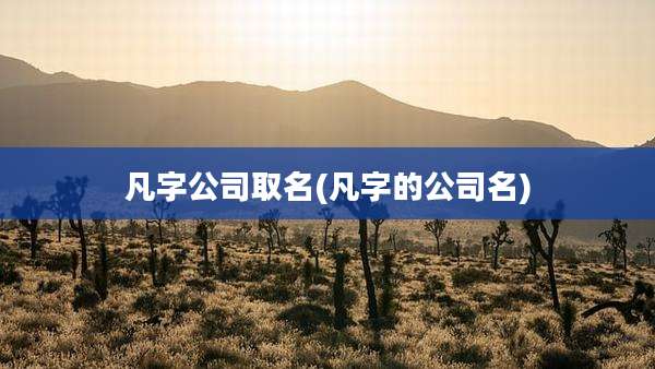 凡字公司取名(凡字的公司名)