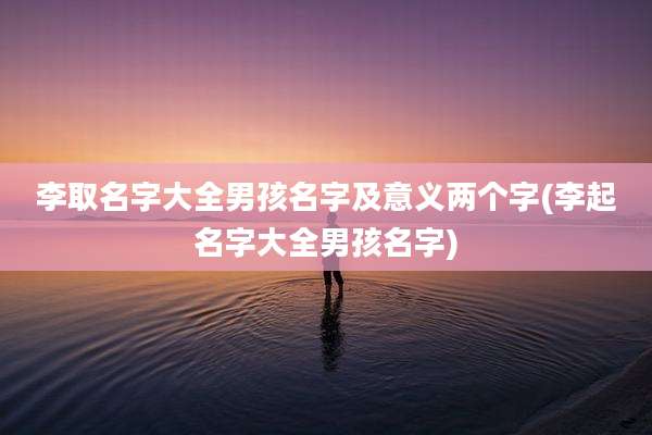 李取名字大全男孩名字及意义两个字(李起名字大全男孩名字)