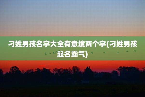 刁姓男孩名字大全有意境两个字(刁姓男孩起名霸气)
