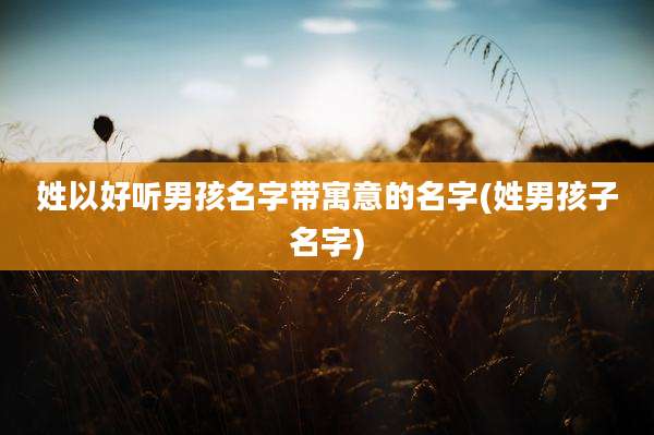 姓以好听男孩名字带寓意的名字(姓男孩子名字)