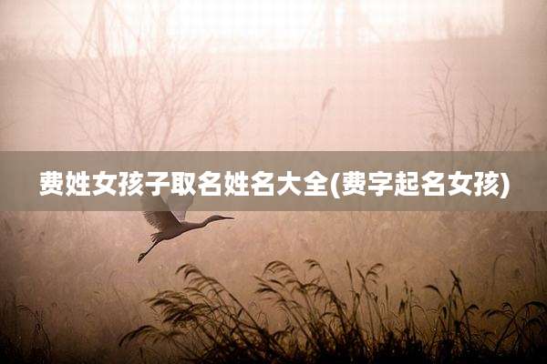 费姓女孩子取名姓名大全(费字起名女孩)