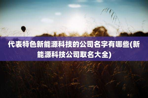 代表特色新能源科技的公司名字有哪些(新能源科技公司取名大全)