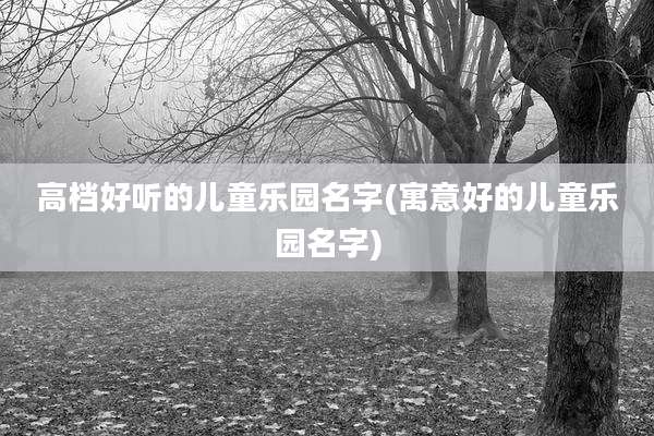 高档好听的儿童乐园名字(寓意好的儿童乐园名字)