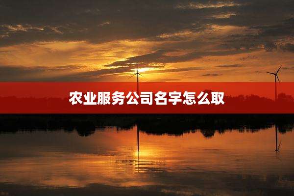 农业服务公司名字怎么取