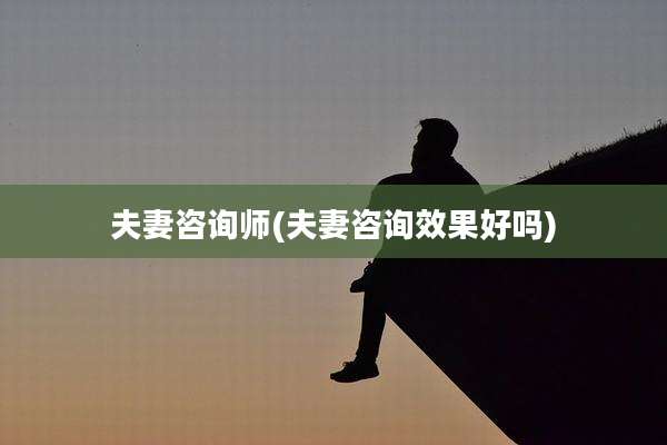 夫妻咨询师(夫妻咨询效果好吗)