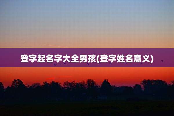 登字起名字大全男孩(登字姓名意义)